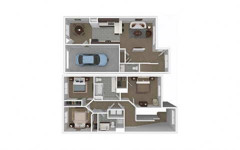 Floor plan design with 3 Bedrooms and 2.5 Bathrooms